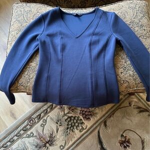 Banana Republic Blue Patterned V-Neck Top